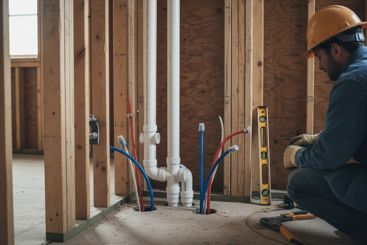 Drain and supply rough-in during Garbage Disposal Repair in Royal Center